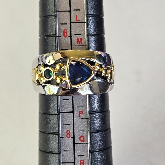 Beautiful Blue Sapphire & Chrome Diopside Ring in Sterling Silver Sz 7! - Picture 6 of 6